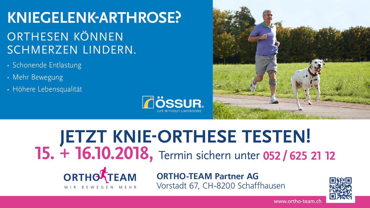 Arthrose Orthesen Testtage in Schaffhausen