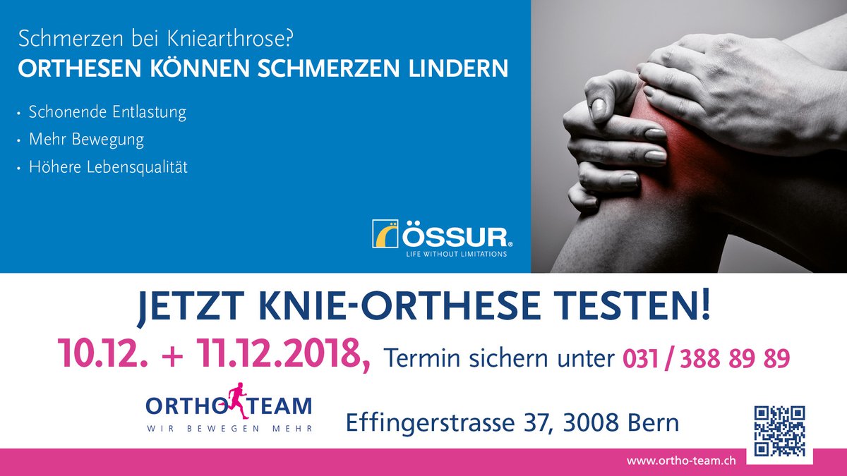 Arthrose Orthesen Testtage in Bern