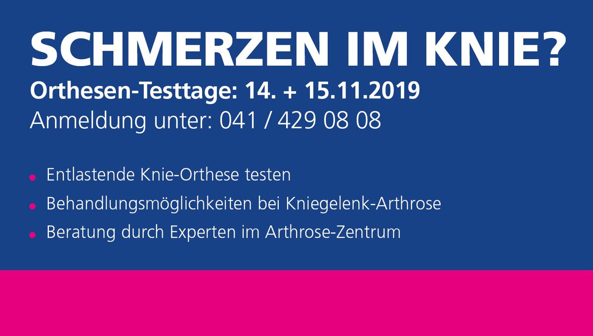 Arthrose Orthesen Testtage in Luzern