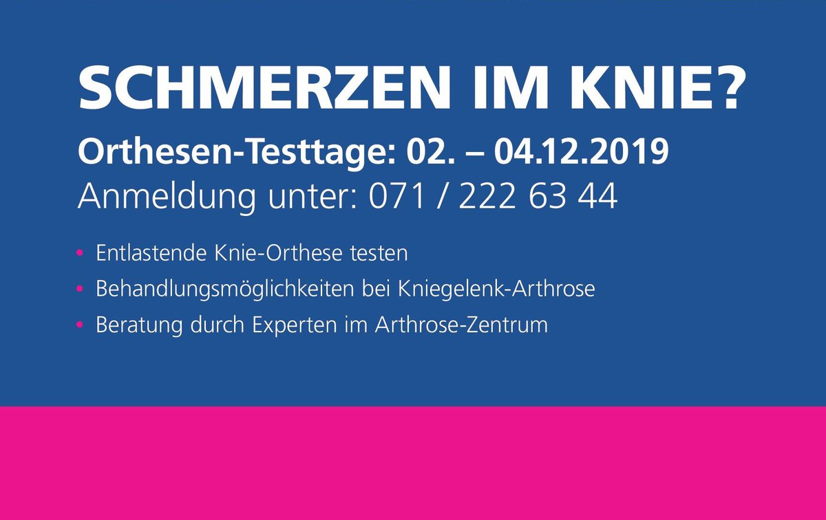 Arthrose Orthesen Testtage in St. Gallen