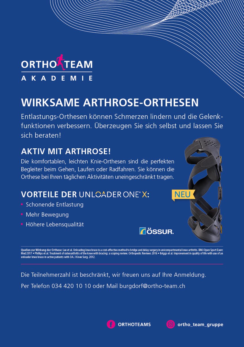 Arthrose Orthesen Testtage in Burgdorf