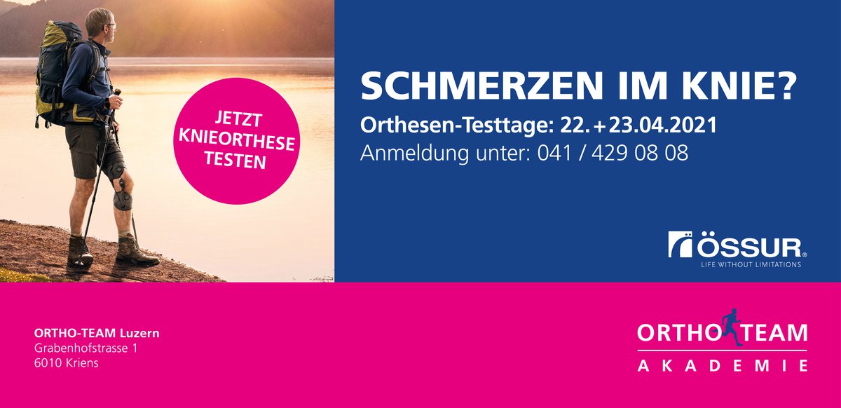 Arthrose Orthesen Testtage in Luzern