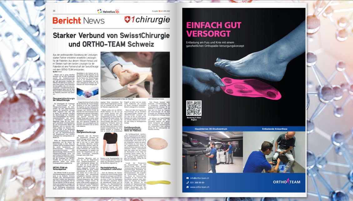 ORTHO-TEAM in der Swiss1Chirurgie Zeitschrift
